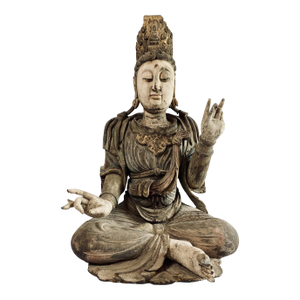 18th Century Monumental Chinese Polychromed Seated Guanyin Statute