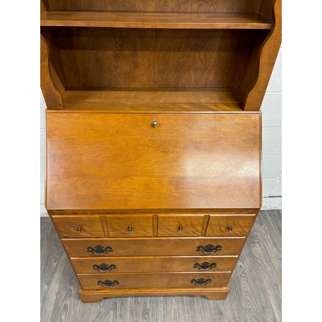 Ethan Allen Vintage Ethan Allen Heirloom Early American Maple & Birch Secretary Desk & Hutch For Sale - Image 4 of 16