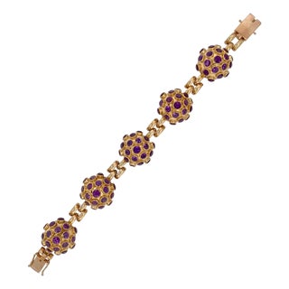 H Stern Style Vintage 18k Gold & Amethyst Sputnik Bracelet For Sale
