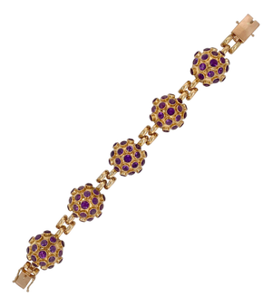 H Stern Style Vintage 18k Gold & Amethyst Sputnik Bracelet