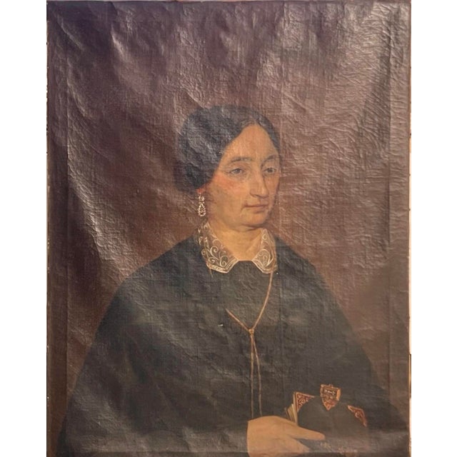 Anonimo, Female Portrait, Spain, 1850, Oil on Canvas For Sale - Image 8 of 11