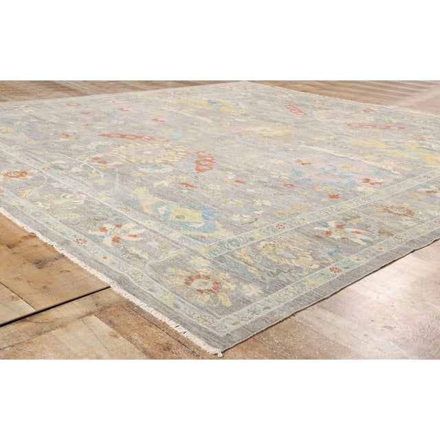 Textile Large Gray Persian Sultanabad Rug - 11'01 X 11'04 For Sale - Image 7 of 9