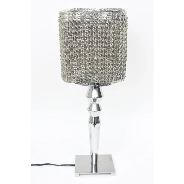 Metal Italian Visionaire Isotta Chain Link Luxury Silver Table or Console Lamp For Sale - Image 7 of 11