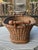 Wood Vintage French Wicker Basket With Turned Wood Handles & Wood Slatted Base For Sale - Image 7 of 16