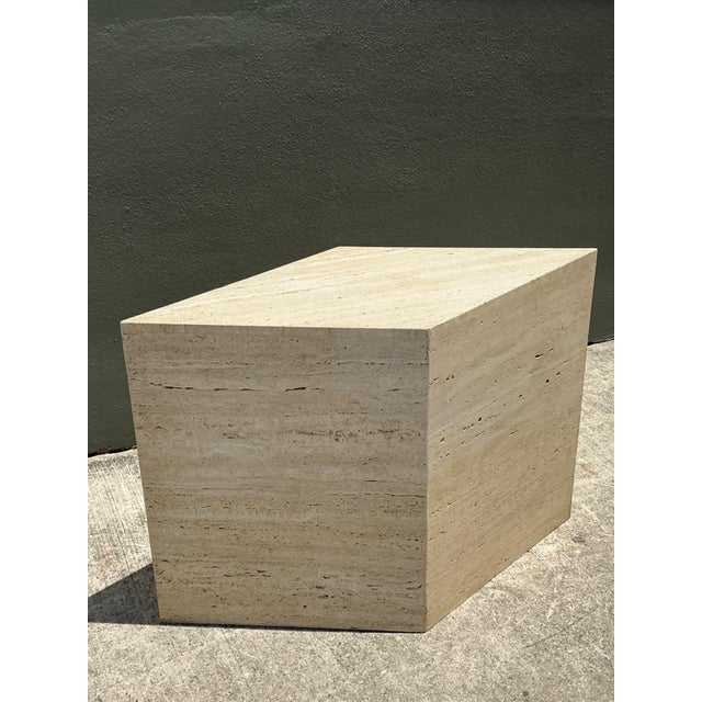 Vintage Italian Travertine Diamond Dining Table Pedestal For Sale - Image 13 of 16