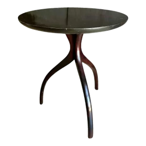 Paul Frankl Style Tripod Dark Walnut End Side Table