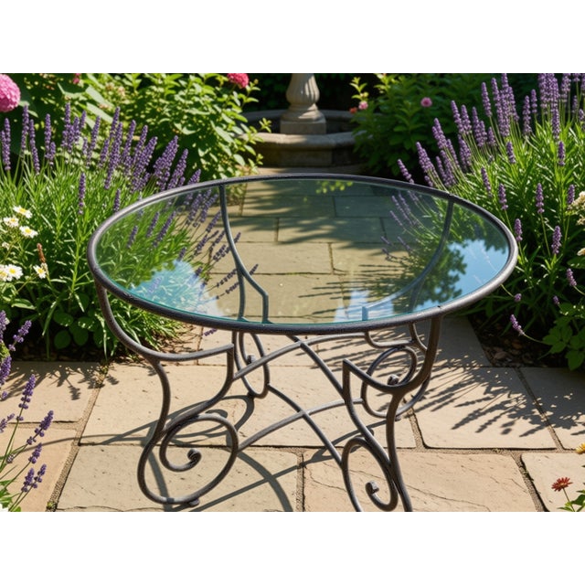 Mid 20th Century Wrought Iron Scroll Dining Table Base For Sale - Image 4 of 4