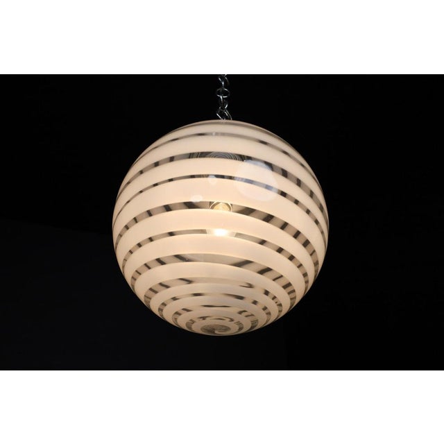 White Mid-Century Modern German Art Glass Pendant Light, 1960s For Sale - Image 8 of 9