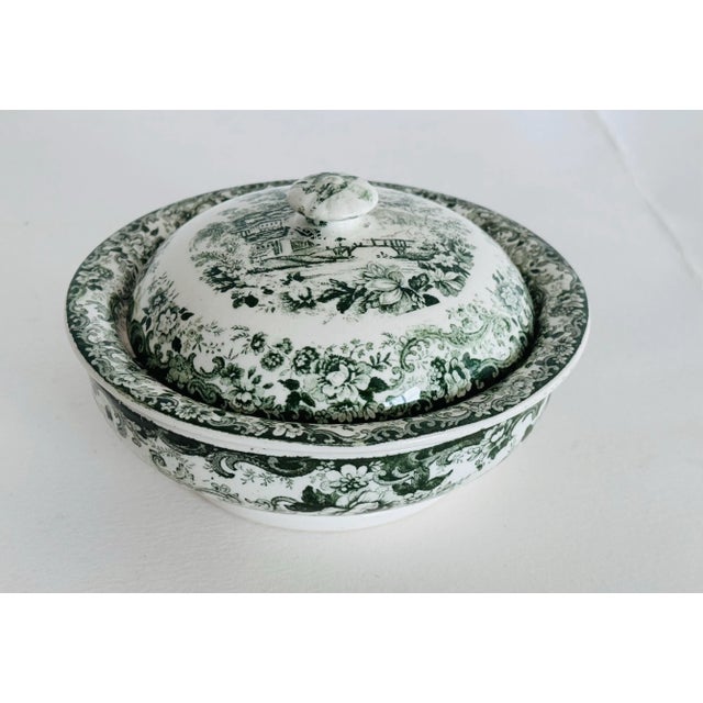 Late 19th C. Minton Genevese Green & White Covered Cheese Dish that comes in 3 pieces. Could also serve as a soap dish but...