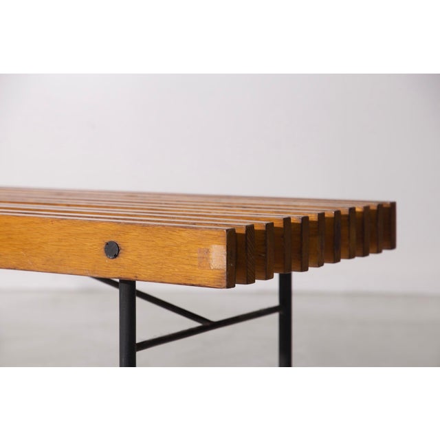 Modernist Italian Bench in Wood and Metal, 1950s For Sale - Image 6 of 12