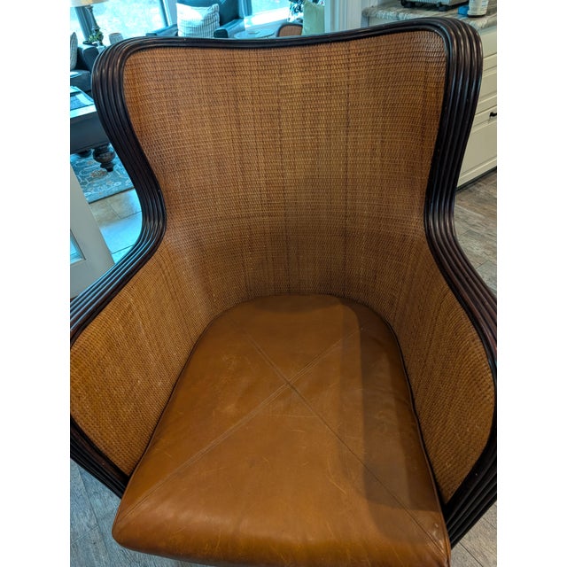 1970's Sculptural Mid-Century Modern Bentwood Lounge Chair With Cane Panels and Leather Seat For Sale - Image 9 of 13