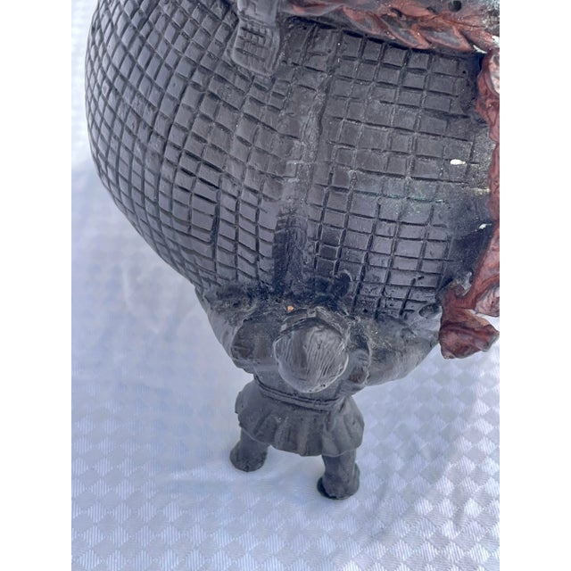 Mid 19th Century Bronze Incense Burner Money Bag Supported by 3 Men For Sale - Image 4 of 13