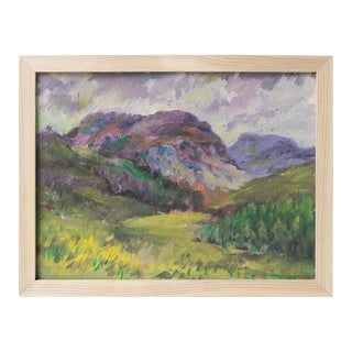 Small Expressionist Rural Landscape, Original Mid-20th Century Oil Painting, Framed For Sale