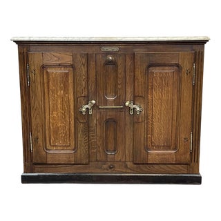Antique Icebox in Oak with Marble Top, 1900s For Sale