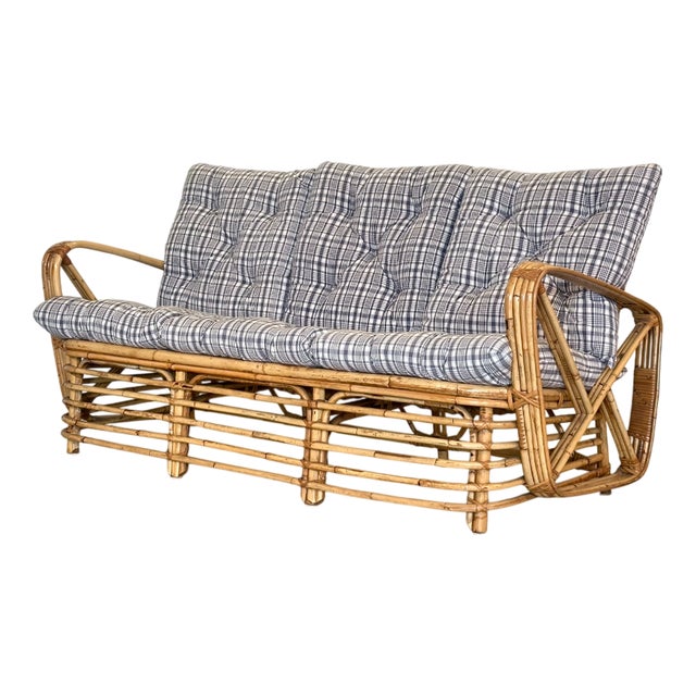 Rattan and Bamboo Sofa, 1970s For Sale