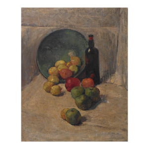 Mid 20th Century Impressionist Wine and Fruit Still Life Painting