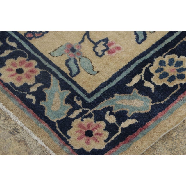 1920s Antique Chinese Peking Runner in Beige With Bright Florals & Vines - Rug & Kilim For Sale - Image 5 of 6