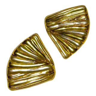 1980s Yaacov Heller Sterling Silver & Gold Vermeil Brutalist Clip on Earrings - Set of 2 For Sale