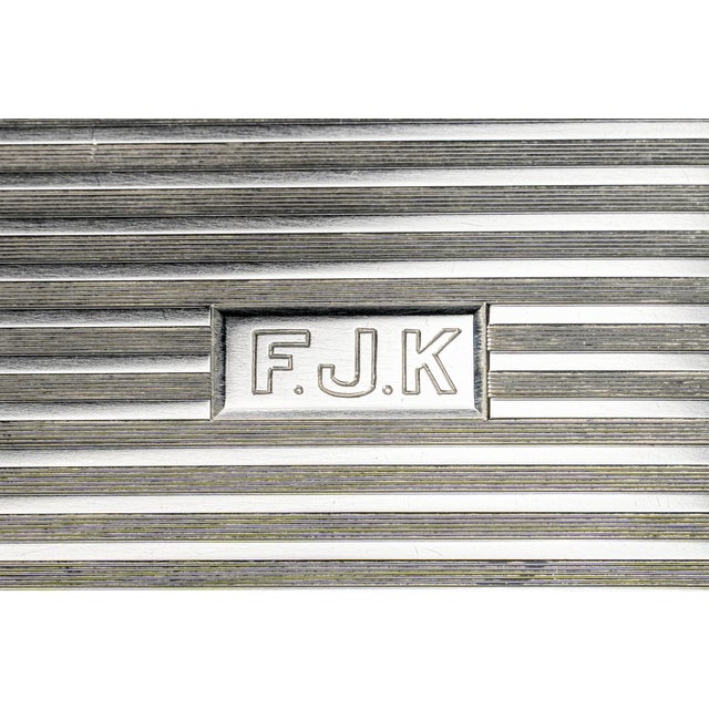 Mid-Century Modern Vintage Napier Sterling Silver Cigarette Case Engine Turned Art Deco Provenance Presentation Card Case Tobacciana For Sale - Image 3 of 13