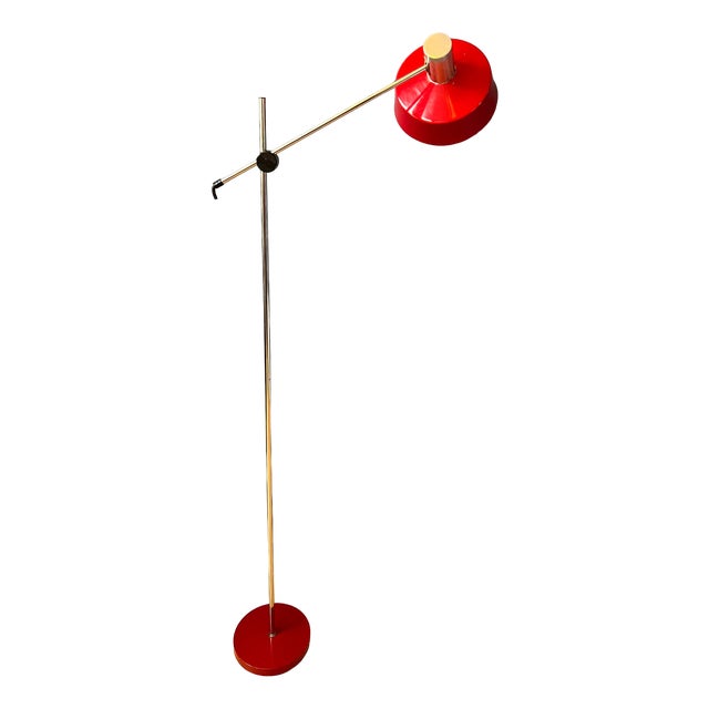 Adjustable Red Floor Lamp in style of Hoogervorst, 1970s For Sale