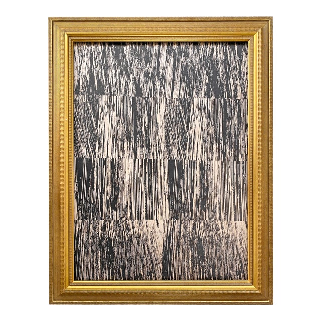 Abstract Minimalist Block Print on Wood Framed For Sale