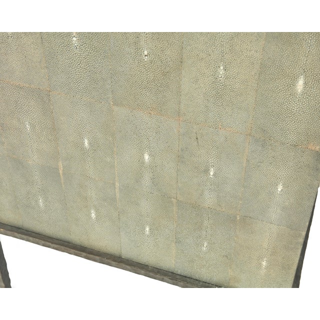 Wood Ironies “Breton” Wide Faux Shagreen Three-Drawer Bedside Table / Commode For Sale - Image 7 of 11