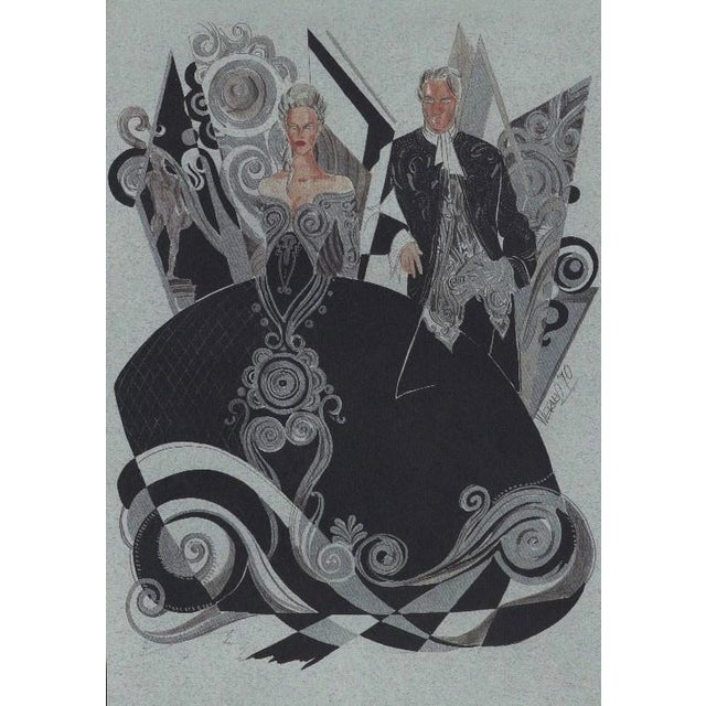 This is a set of 2 costume fashion designs for a theatrical production. They were designed by the iconic Gianni Versace....