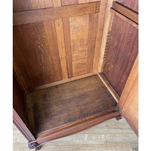 Antique French Style Carved Walnut Wardrobe with Mirror For Sale - Image 13 of 16