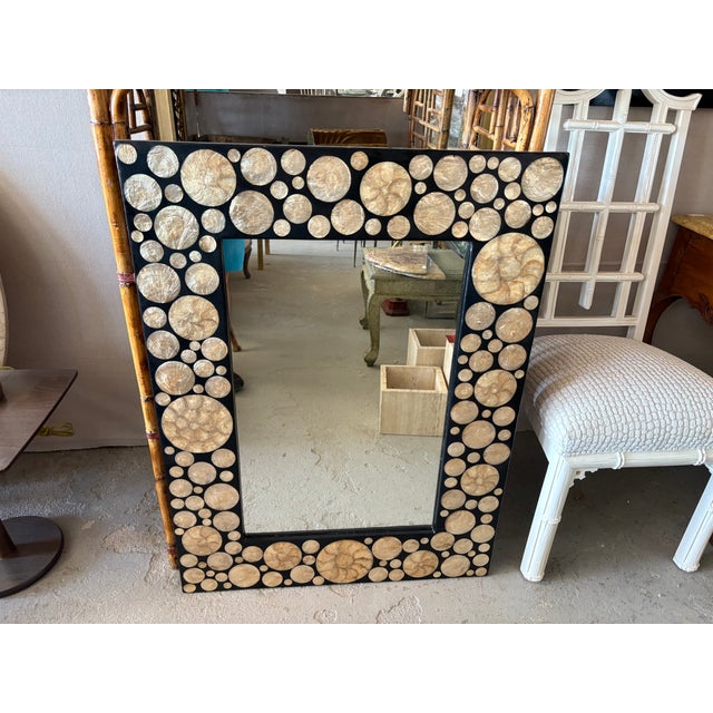 Post-Modern Mirror Inlaid With Capiz Shell For Sale - Image 10 of 13