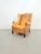 Khaki Vintage Sheepskin Leather Wing-Back Chair, 1970s For Sale - Image 8 of 13