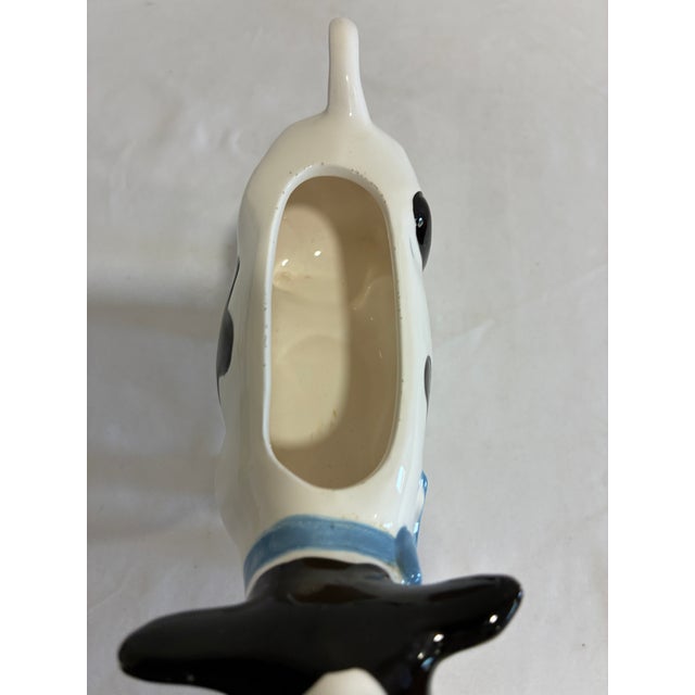 Ceramic Vintage Ceramic Cow Creamer With Blue Bow For Sale - Image 7 of 9