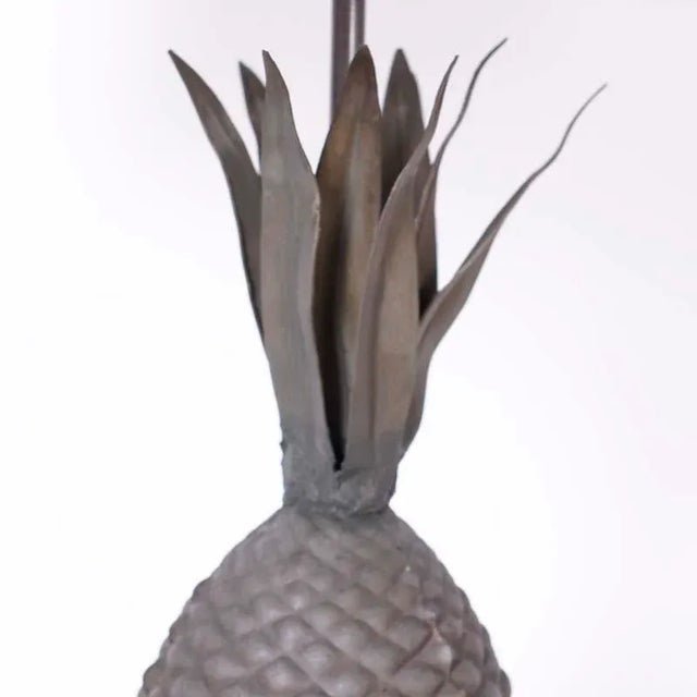 Pair of Antique French Zinc Neo Classic Pineapple Table Lamps For Sale - Image 4 of 7
