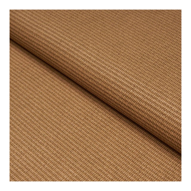 Sample - Schumacher Vegan Leather Basketweave In/Out Fabric in Camel For Sale