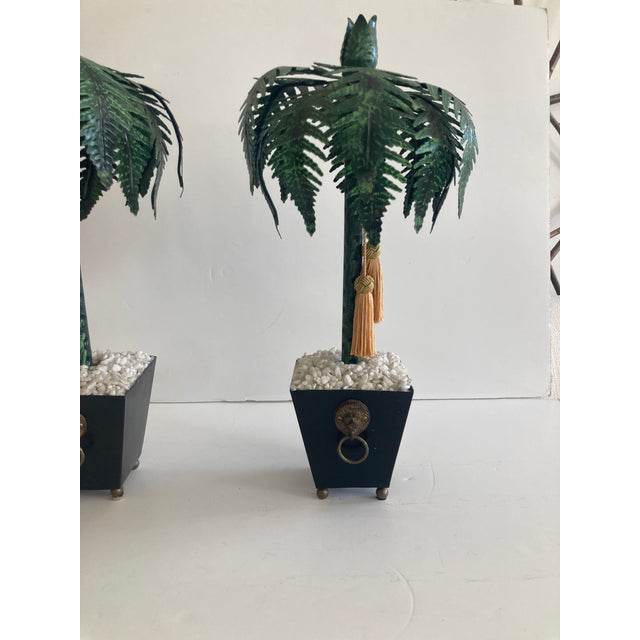 Tole Palm Trees in Jardiniers - A Pair For Sale - Image 4 of 10