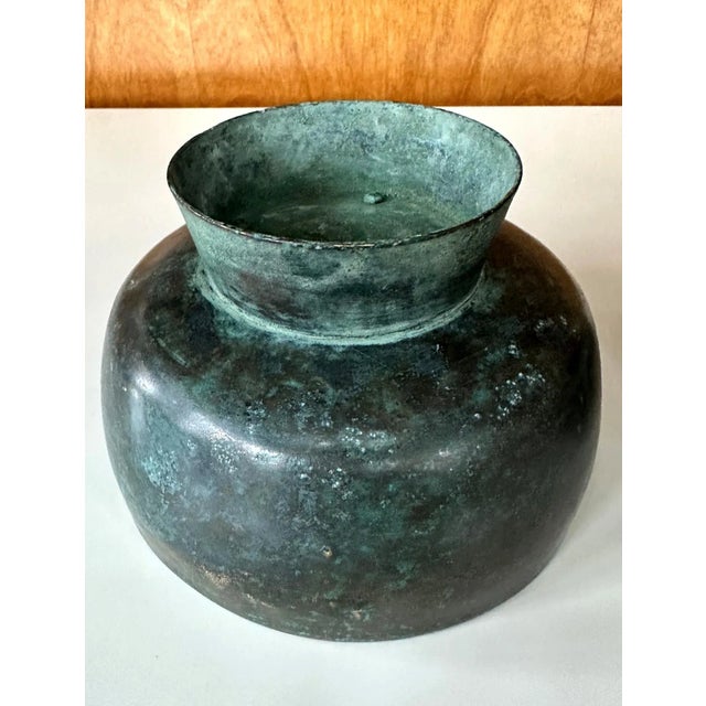Metal Korean Antique Bronze Footed Vessel with Lid Early Joseon Dynasty For Sale - Image 7 of 12