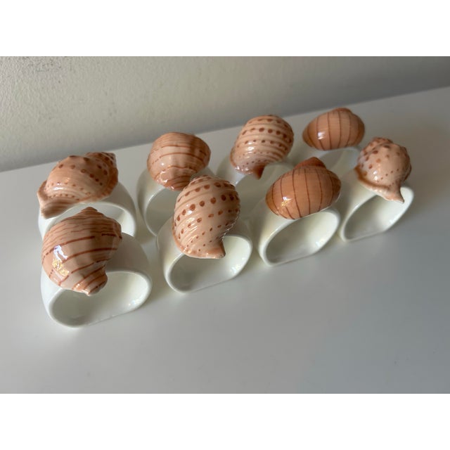 Vintage Bone China Seashell Napkin Rings - Set of 8 For Sale - Image 9 of 11