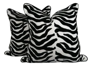 Designer Zebra Cut Velvet and Pillow Covers 20x20 - a Pair