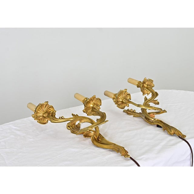 Metal 18th Century French Pair of Period Louis XV Wall Sconces For Sale - Image 7 of 12