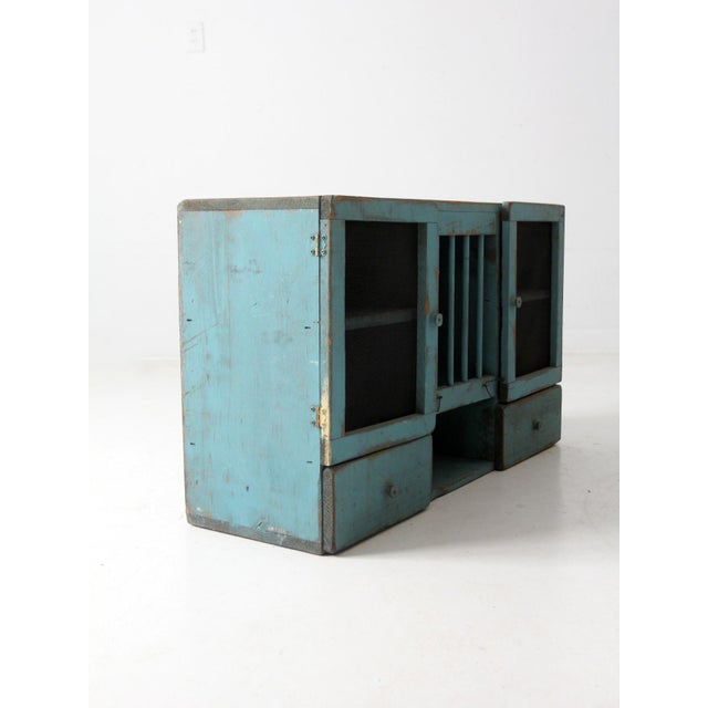 Farmhouse Vintage Painted Counter Top Cabinet For Sale - Image 3 of 12