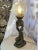 Metal 1920s Art Deco Joan of Arc Table Lamp, Orig Crackle Glass Shade La Belle Specialty Co For Sale - Image 7 of 12