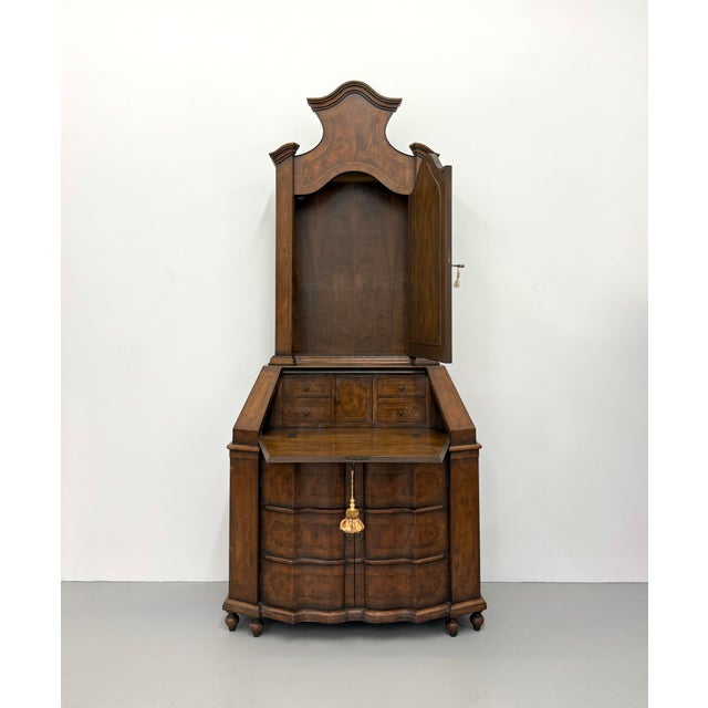 Mid 20th Century Vintage Walnut Secretary With Mirror For Sale - Image 5 of 6