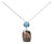 18K Rose and White Gold Diamond Accent and London Blue Topaz and Cushion Cut Smoky Quartz Gemstone Dangle Drop 18" Pendant Necklace For Sale