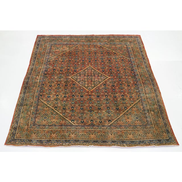 1940s 1940s Red Mahal Persian Wool Rug Hand-Knotted With Allover Pattern For Sale - Image 5 of 8