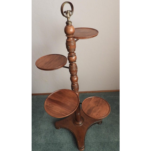 Mid-Century Modern Vintage 1950s Butler Walnut Tiered Mid Century Modern Plant Stand Wine Pottery Display For Sale - Image 3 of 8