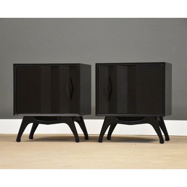 1960s 1960s Black Lacquer Nightstands - A Pair For Sale - Image 5 of 11