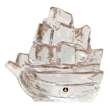 Vintage Swedish Glass Ship by Uno Westerberg for Pukeberg Glass, 1970s For Sale