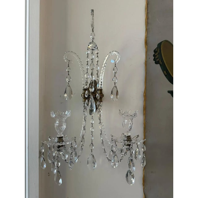 Glass Set of Four Georgian Finely Cut Crystal Wall Sconces For Sale - Image 7 of 12