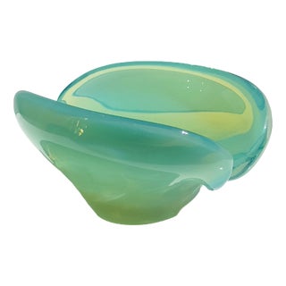 Vintage Murano Uranium Glass Ashtray, Italy, 1950s For Sale