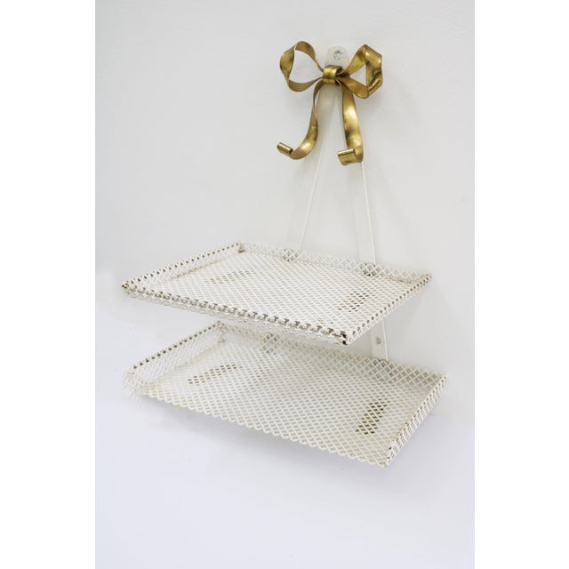 1970s Hollywood Regency Wall Shelf in Perforated Metal, Italy, 1970s For Sale - Image 5 of 6