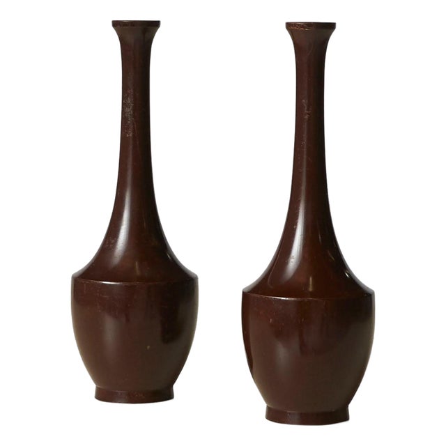 Late 20th Century Japanese Bronze Vases - A Pair For Sale
